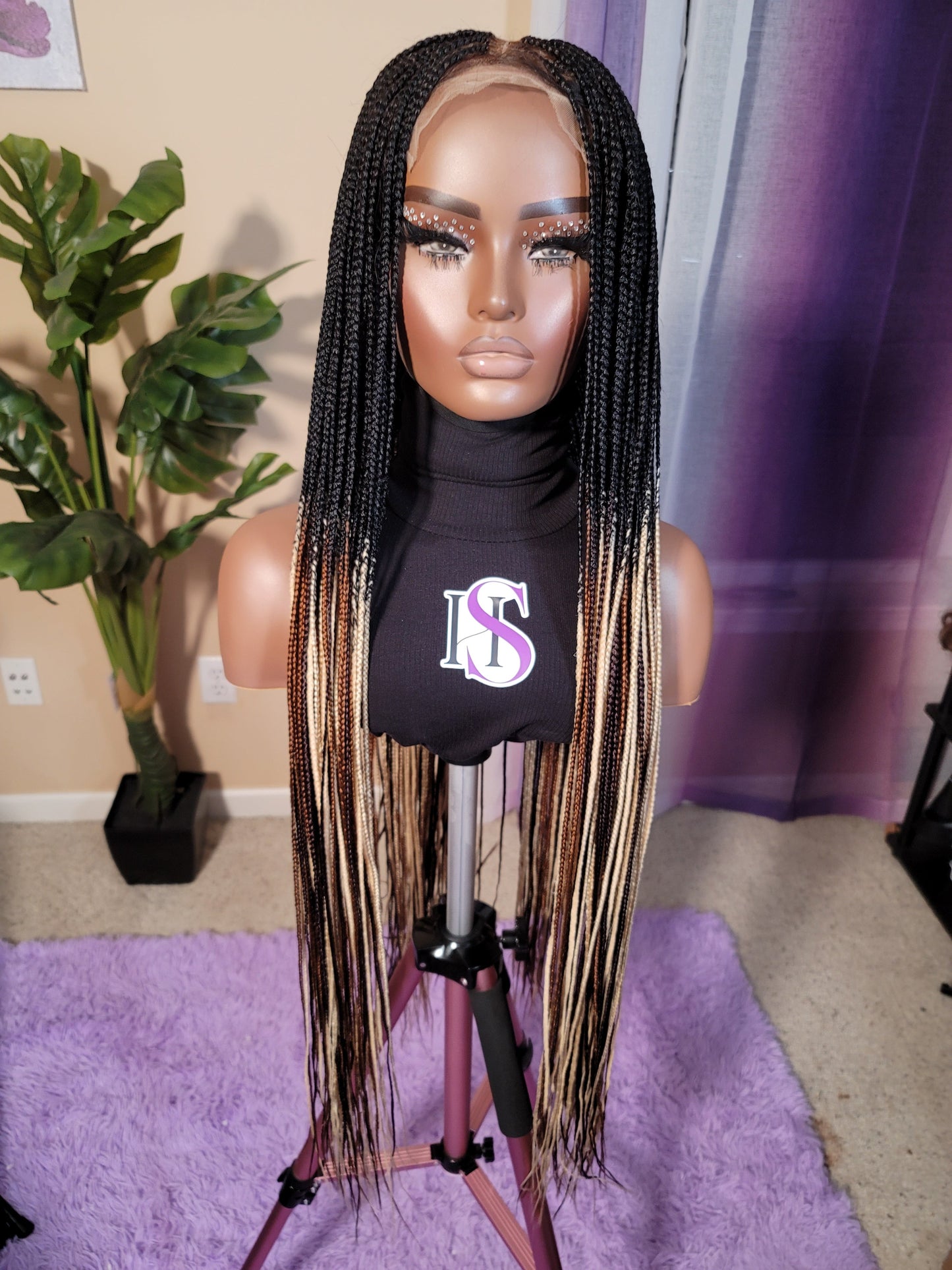 KEWI (MELANIN OMBRE) | Mini MIXED OMBRE Knotless Box Braids | 5x5 CLOSURE (Ready to Ship)