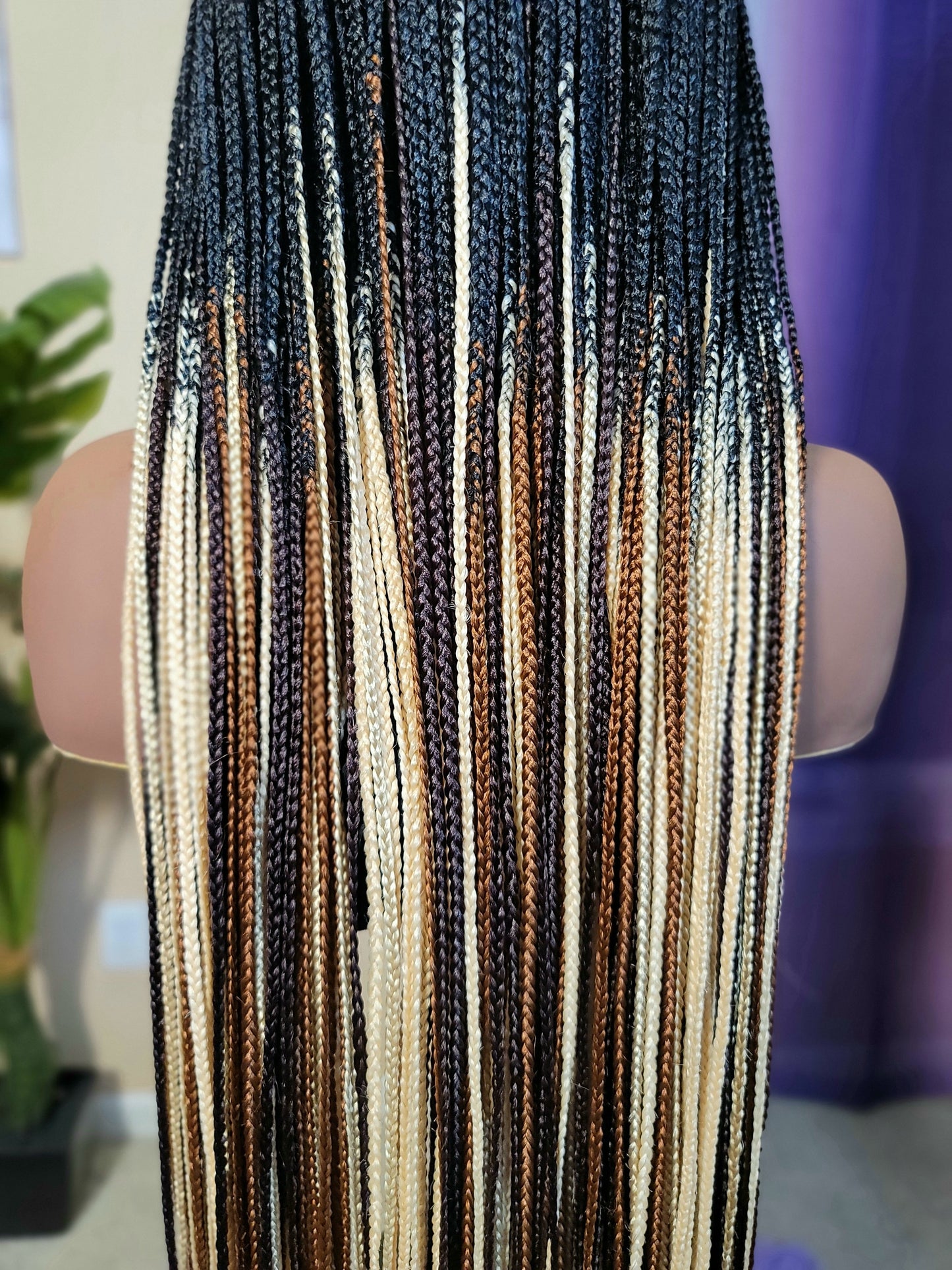 KEWI (MELANIN OMBRE) | Mini MIXED OMBRE Knotless Box Braids | 5x5 CLOSURE (Ready to Ship)