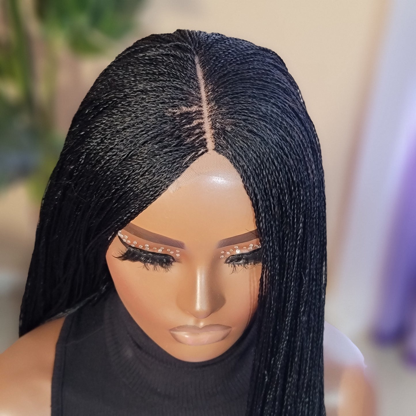 KIMMIE (BLACK) | Middle Part SUPER SLIM Micro Twists | 2x4 CLOSURE (Ready to Ship)