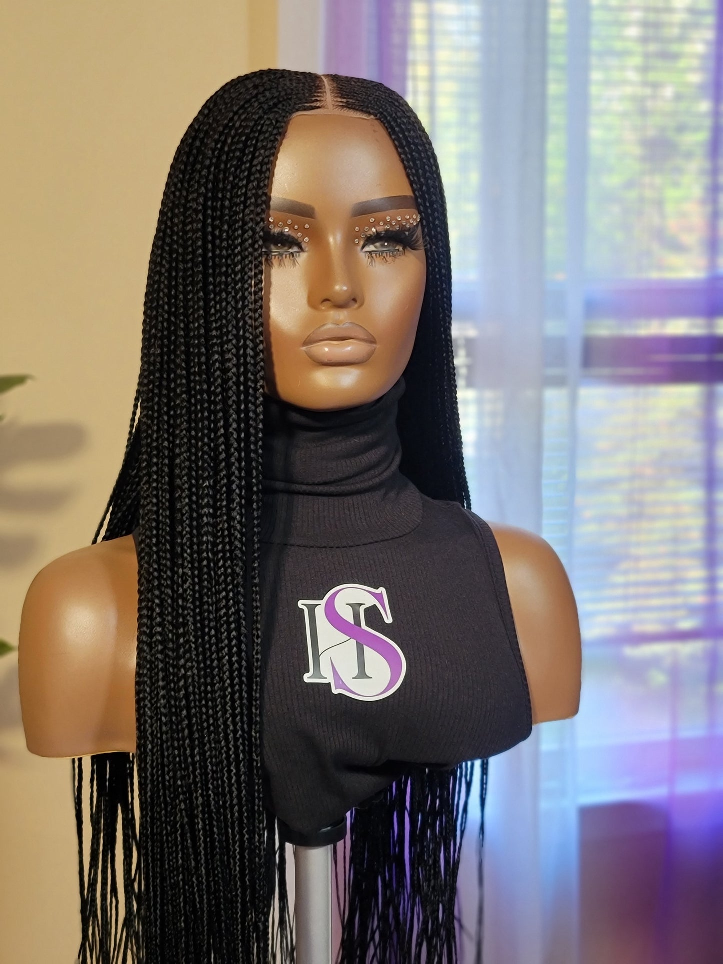 CHELLE (BLACK) | Middle Part Tribal Cornrows | 2x4 CLOSURE (Ready To Ship)