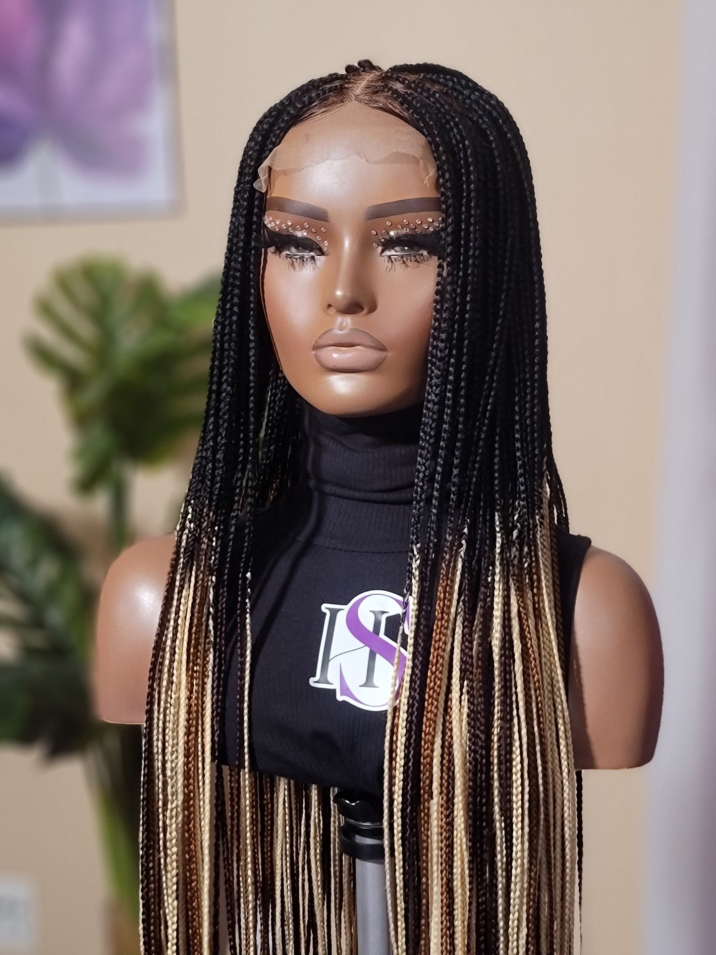 KEWI (MELANIN OMBRE) | Mini MIXED OMBRE Knotless Box Braids | 5x5 CLOSURE (Ready to Ship)