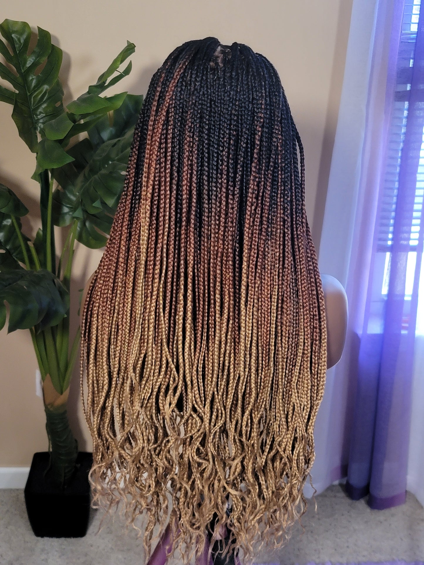 LAILAH 'Wavy' (3 Tone Ombre) | Small Knotless Braids | FULL LACE (Ready to Ship)