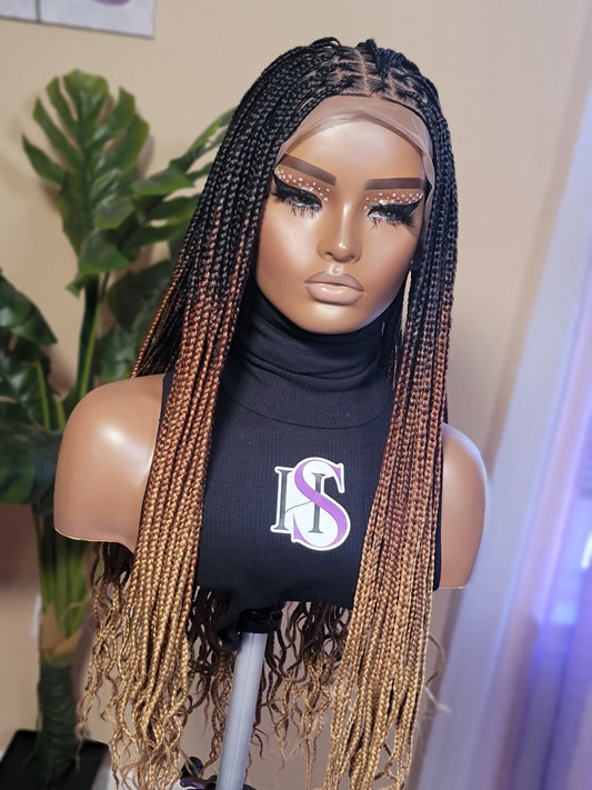 LAILAH 'Wavy' (3 Tone Ombre) | Small Knotless Braids | FULL LACE (Ready to Ship)