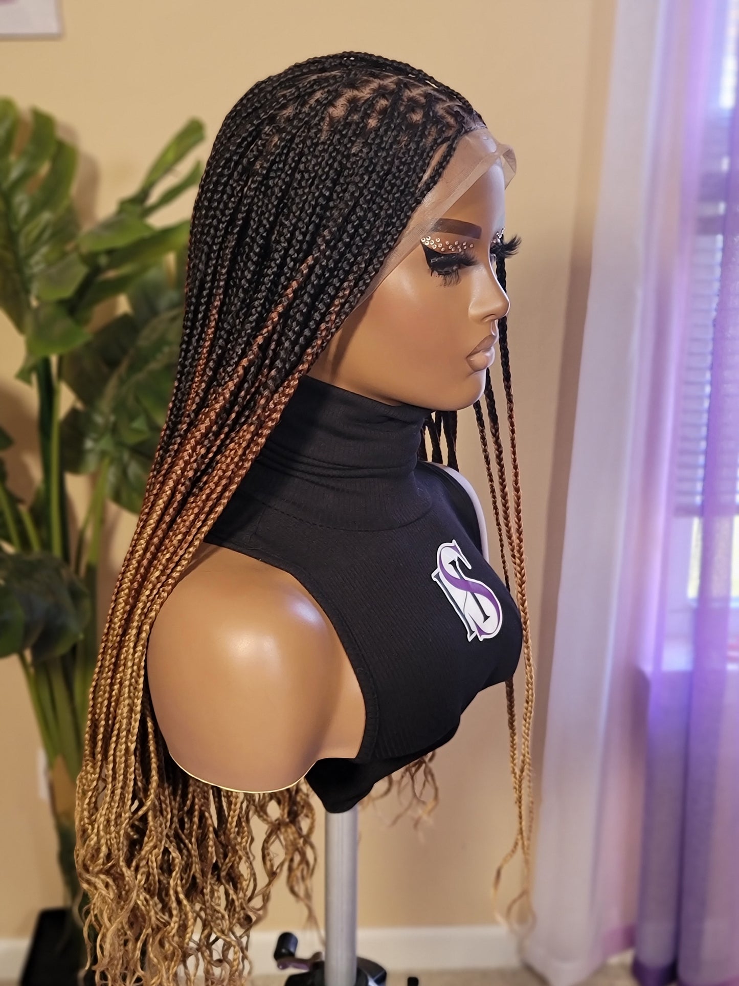 LAILAH 'Wavy' (3 Tone Ombre) | Small Knotless Braids | FULL LACE (Ready to Ship)