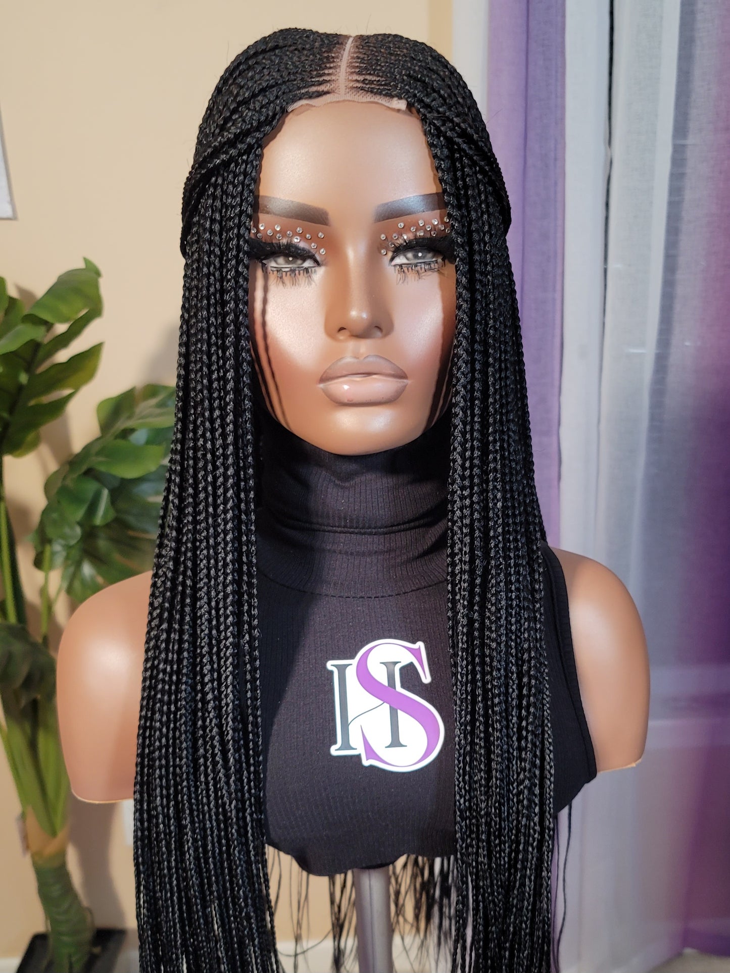 CHELLE (BLACK) | Middle Part Tribal Cornrows | 2x4 CLOSURE (Ready To Ship)