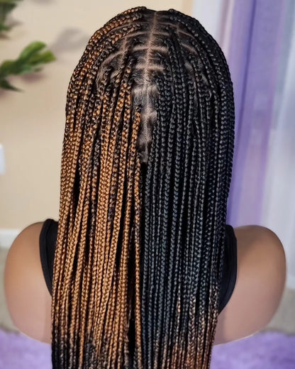 JADE (Black/Blonde Ombre MIX)| Small Knotless Braids | FULL LACE (Ready to Ship)