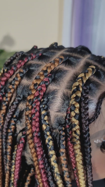 Stacey (Autumn Blend) | Mixed Colors Knotless Braids | FULL LACE (Ready to Ship)