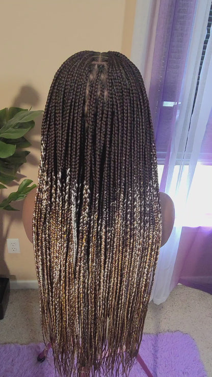 MORGAN (LATTE OMBRE)| Smedium Ombre Blended Mixed Colors Knotless Braids | FULL LACE (Ready to Ship)