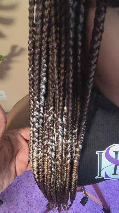 MORGAN (LATTE OMBRE)| Smedium Ombre Blended Mixed Colors Knotless Braids | FULL LACE (Ready to Ship)