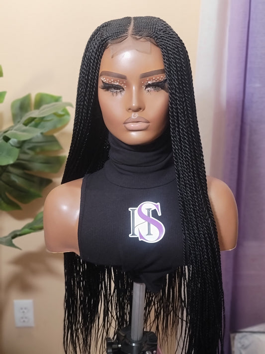 CHELLE (BLACK TWISTS) | Middle Part Tribal Twists | 3x4 CLOSURE (Ready To Ship)