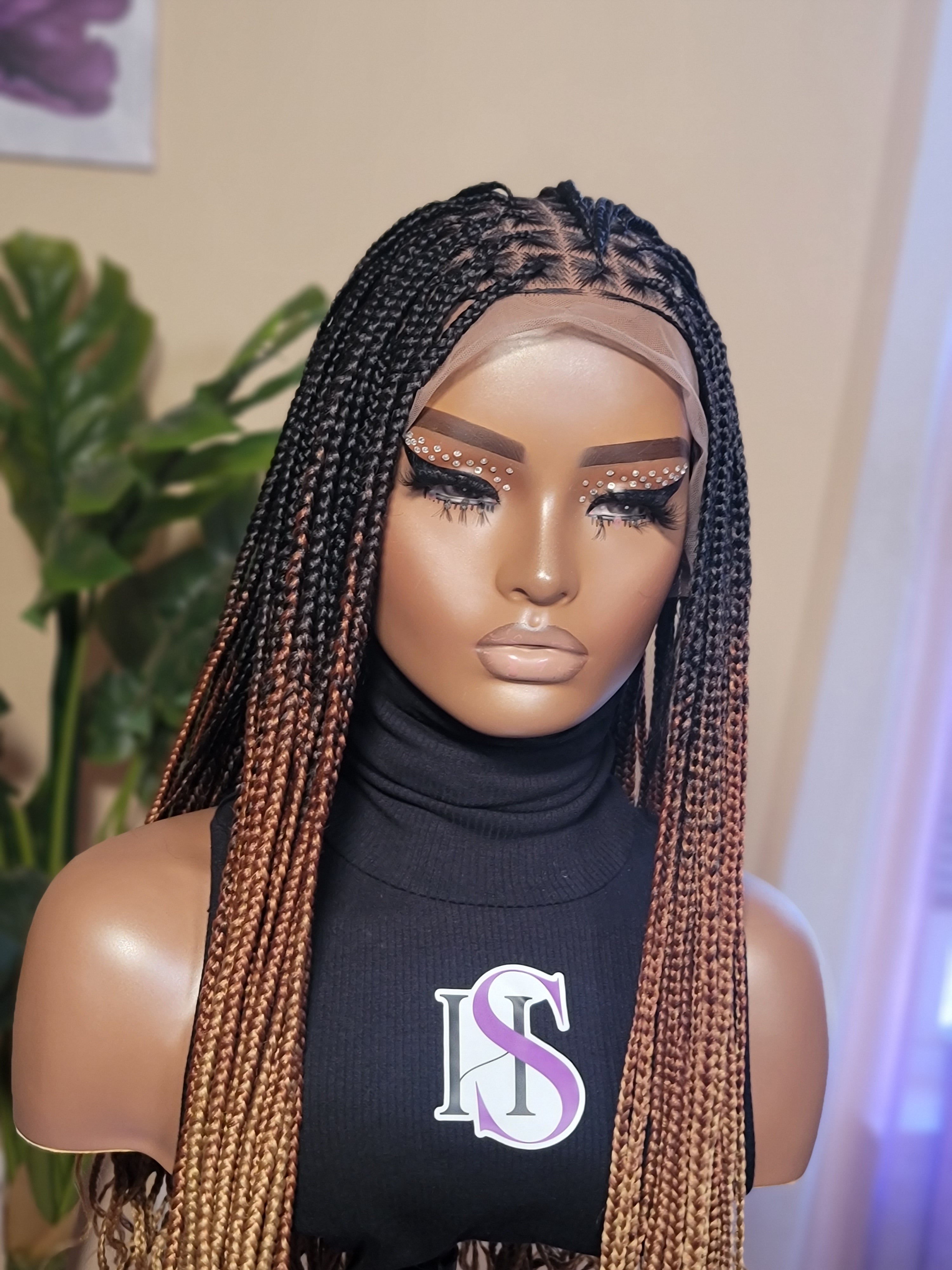 LAILAH 'Wavy' (3 Tone Ombre) | Small Knotless Braids | FULL LACE (Ready to Ship)