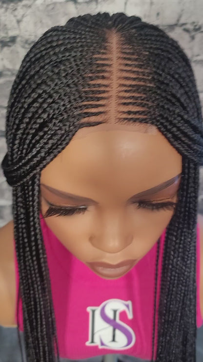 CHELLE (BLACK) | Middle Part Tribal Cornrows | 2x4 CLOSURE (Ready To Ship)